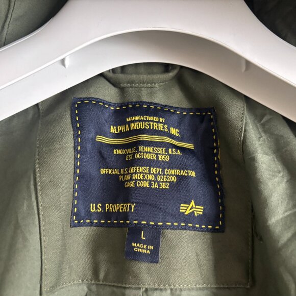 Alpha Industries Olive Green Fishtail Parka Military Coat /Jacket Medium- Large - Picture 4 of 13